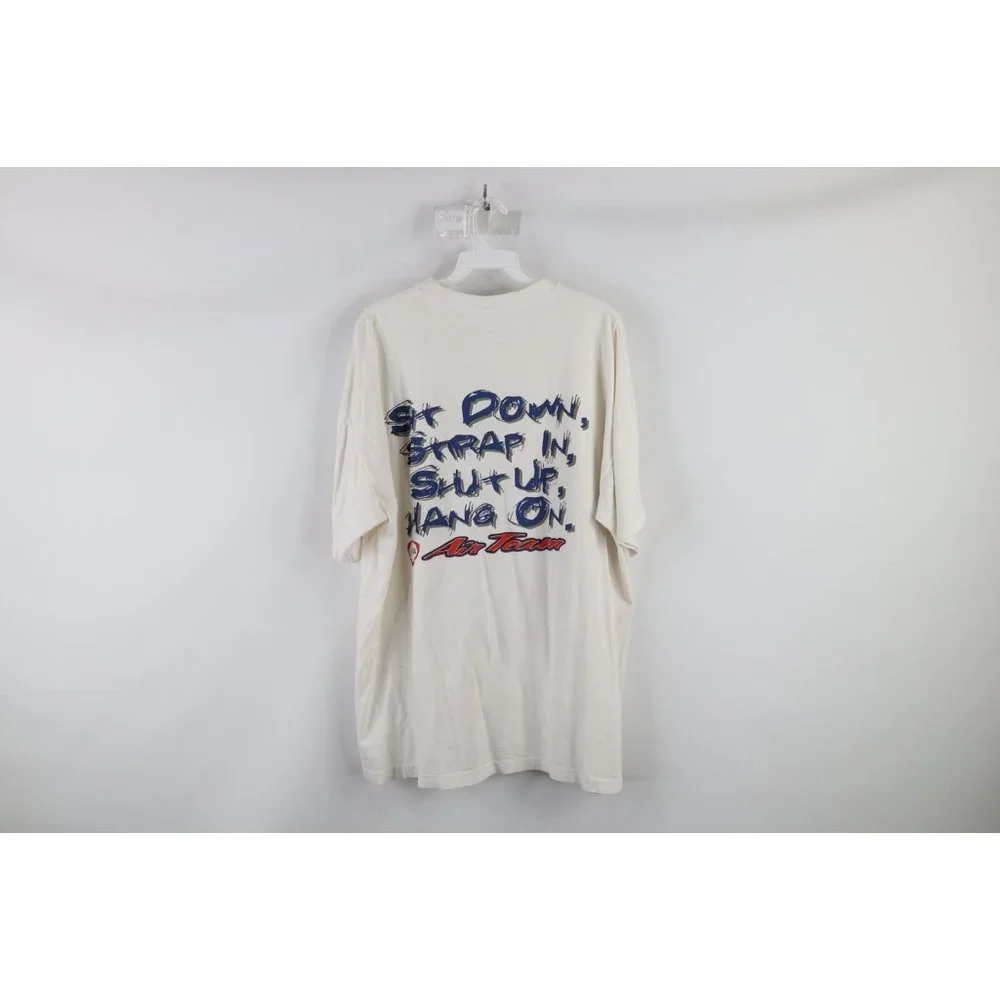 Vintage 90s Streetwear XL Distressed FINA Air Team Spell Out T-Shirt White USA - Picture 8 of 11